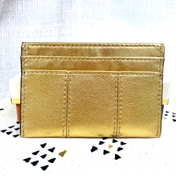 Coach Small Card Case in Metallic Gold Leather New In Box - Picture 3 of 15